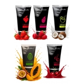 Набор из 5 съедобных лубрикантов JUJU (клубника, малина, тропические фрукты, вишня, кокос) - JuJu - купить с доставкой в Великом Новгороде