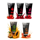 Набор из 5 съедобных лубрикантов JUJU (клубника, малина, тропические фрукты, вишня, грейпфрут) - JuJu - купить с доставкой в Великом Новгороде