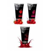 Набор из 3 съедобных лубрикантов JUJU (клубника, малина, вишня) - JuJu - купить с доставкой в Великом Новгороде