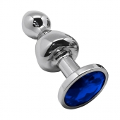 Серебристая анальная втулка Wooomy Lollypop Size S с синим кристаллом - Adrien Lastic в Великом Новгороде Серебристая анальная втулка Wooomy Lollypop Size S с синим кристаллом - Adrien Lastic