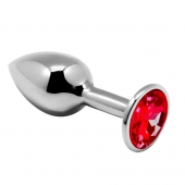 Серебристая анальная втулка Mini Metal Butt Plug Size M с красным кристаллом - Adrien Lastic в Великом Новгороде Серебристая анальная втулка Mini Metal Butt Plug Size M с красным кристаллом - Adrien Lastic