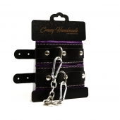Черно-фиолетовые скругленные наручники с мягкой подкладкой - Crazy Handmade - купить с доставкой в Великом Новгороде