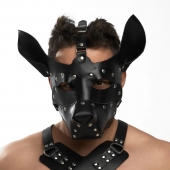 Черная кожаная маска «Собака» - Crazy Handmade - купить с доставкой в Великом Новгороде