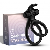 Черное эрекционное виброкольцо с подхватом мошонки Stay Hard - Boys of Toys - в Великом Новгороде купить с доставкой