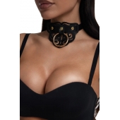 Черный чокер с клепками и золотистой фурнитурой - Crazy Handmade - купить с доставкой в Великом Новгороде