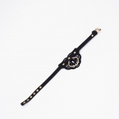 Черный чокер с клепками и золотистой фурнитурой - Crazy Handmade - купить с доставкой в Великом Новгороде