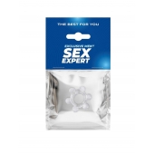 Прозрачное эластичное эрекционное кольцо с 6 шариками - Sex Expert - в Великом Новгороде купить с доставкой