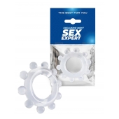 Прозрачное эрекционное кольцо со стимулирующими шариками - Sex Expert - в Великом Новгороде купить с доставкой