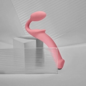 Розовый безремневой страпон Strap-on-me Semi-Realistic Bendable Strap-On size L - Strap-on-me - купить с доставкой в Великом Новгороде