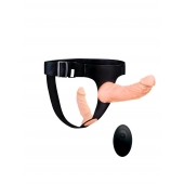 Женский страпон с 2 насадками, вибрацией и пультом ДУ - Erowoman-Eroman - купить с доставкой в Великом Новгороде