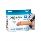 Телесный пустотелый фаллопротез 5’’ Hollow Silicone Strap-On - 14 см. - Pipedream - купить с доставкой в Великом Новгороде