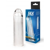 Прозрачная закрытая насадка на пенис с ребрышками - 16 см. - Sex Expert - в Великом Новгороде купить с доставкой
