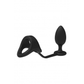 Черное эрекционное кольцо с анальной пробкой Cockstrap With Anal Plug - Dream Toys - в Великом Новгороде купить с доставкой