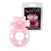 Розовое эрекционное виброкольцо в форме мишки - 1137 - в Великом Новгороде купить с доставкой