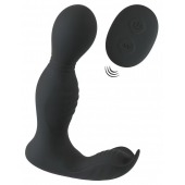 Черная анальная пробка с вибрацией, вращением и пультом ДУ RC Butt Plug with 2 Functions - Orion - в Великом Новгороде купить с доставкой