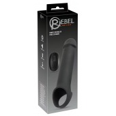 Черная вибронасадка для пениса с хомутом для мошонки и пультом ДУ Remote Controlled Penis Extension - Orion - в Великом Новгороде купить с доставкой