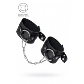 Черные оковы из толстой кожи с люверсами - Pecado - купить с доставкой в Великом Новгороде