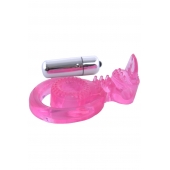 Розовая вибронасадка со стимулятор клитора   Язычок - Toyfa Basic - в Великом Новгороде купить с доставкой