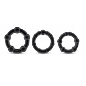 Набор из 3 чёрных эрекционных колец Stay Hard Beaded Cockrings - Blush Novelties - в Великом Новгороде купить с доставкой