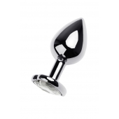 Серебристая анальная пробка с прозрачным кристаллом-сердцем - 8 см. - ToyFa - купить с доставкой в Великом Новгороде