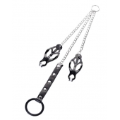 Черно-серебристые зажимы для сосков с кольцом для пениса TOYFA Metal - ToyFa - купить с доставкой в Великом Новгороде