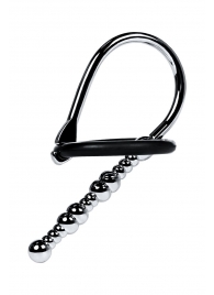 Серебристый уретральный плаг-бусины TOYFA Metal с мягким фиксириющим кольцом - ToyFa - купить с доставкой в Великом Новгороде