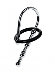 Серебристый уретральный плаг-бусины TOYFA Metal с мягким фиксириющим кольцом - ToyFa - купить с доставкой в Великом Новгороде