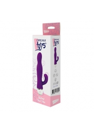 Фиолетовый вибромассажер со стимулятором клитора RIBBED DUO VIBE - 16 см. - Dream Toys