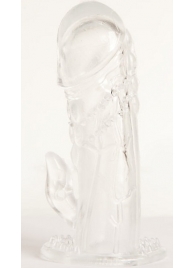 Прозрачная гелевая насадка с клиторальным отростком - 13 см. - Toyfa Basic - в Великом Новгороде купить с доставкой Прозрачная гелевая насадка с клиторальным отростком - 13 см. - Toyfa Basic - в Великом Новгороде купить с доставкой