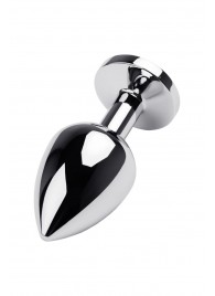 Серебристая коническая анальная пробка с красным кристаллом - 8 см. - ToyFa - купить с доставкой в Великом Новгороде