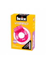 Розовое эрекционное виброкольцо Luxe VIBRO  Ужас Альпиниста  + презерватив - Luxe - в Великом Новгороде купить с доставкой