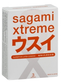 Ультратонкие презервативы Sagami Xtreme SUPERTHIN - 3 шт. - Sagami - купить с доставкой в Великом Новгороде