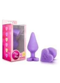 Фиолетовая анальная пробка Naughty Candy Heart Do Me Now - 8,9 см. - Blush Novelties - купить с доставкой в Великом Новгороде