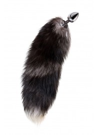 Серебристая металлическая анальная втулка с хвостом чернобурой лисы - размер S - ToyFa - купить с доставкой в Великом Новгороде
