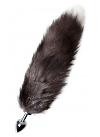 Серебристая металлическая анальная втулка с хвостом чернобурой лисы - размер S - ToyFa - купить с доставкой в Великом Новгороде