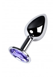 Серебристая конусовидная анальная пробка с фиолетовым кристаллом - 7 см. - ToyFa - купить с доставкой в Великом Новгороде