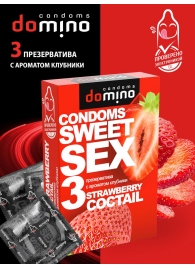 Презервативы для орального секса DOMINO Sweet Sex с ароматом клубничного коктейля  - 3 шт. - Domino - купить с доставкой в Великом Новгороде