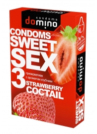 Презервативы для орального секса DOMINO Sweet Sex с ароматом клубничного коктейля  - 3 шт. - Domino - купить с доставкой в Великом Новгороде