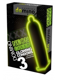 Презервативы DOMINO Neon Green со светящимся в темноте кончиком - 3 шт. - Domino - купить с доставкой в Великом Новгороде