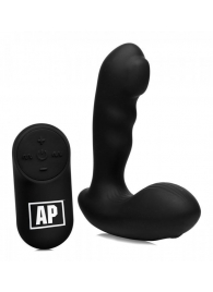 Черный стимулятор простаты Alpha-Pro 7X P-Milker Silicone Prostate Stimulator with Milking Bead - XR Brands - в Великом Новгороде купить с доставкой