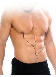 Черные электрические зажимы для сосков Shock Therapy Nipple Clamps - Pipedream - купить с доставкой в Великом Новгороде