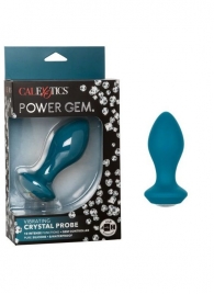 Бирюзовая анальная вибропробка с кристаллом Power Gem Vibrating Crystal Probe - 10,75 см. - California Exotic Novelties