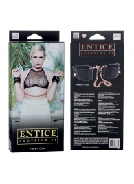 Черные мягкие наручники Entice French Cuffs с цепью - California Exotic Novelties - купить с доставкой в Великом Новгороде