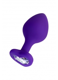 Фиолетовая анальная втулка Diamond Heart с прозрачным кристаллом - 8 см. - ToyFa - купить с доставкой в Великом Новгороде