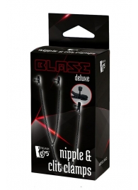 Черные зажимы на соски и клитор на цепочке DELUXE NIPPLE   CLIT CLAMPS - Dream Toys - купить с доставкой в Великом Новгороде