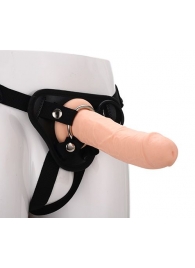 Черные трусики с телесной насадкой STRAP ON REAL DILDO - 21 см. - Dream Toys - купить с доставкой в Великом Новгороде