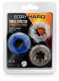 Набор из 3 эрекционных колец Triple Stretch 3 Pack Cock Rings - Blush Novelties - в Великом Новгороде купить с доставкой