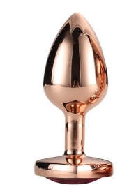Золотистая анальная втулка с кристаллом-сердечком розового цвета - 7,1 см. - Dream Toys - купить с доставкой в Великом Новгороде