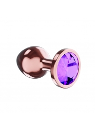 Пробка цвета розового золота с фиолетовым кристаллом Diamond Amethyst Shine S - 7,2 см. - Lola Games - купить с доставкой в Великом Новгороде