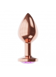 Пробка цвета розового золота с фиолетовым кристаллом Diamond Amethyst Shine S - 7,2 см. - Lola Games - купить с доставкой в Великом Новгороде